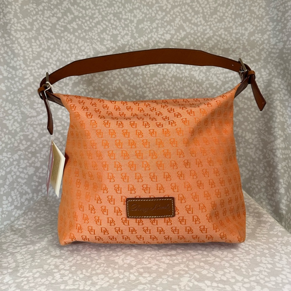 Dooney & Bourke Orange and Brown Shoulder Bag with Textured Design New with tags